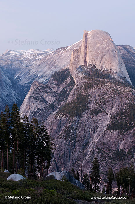 Half Dome and Yosemite Valley at twilight